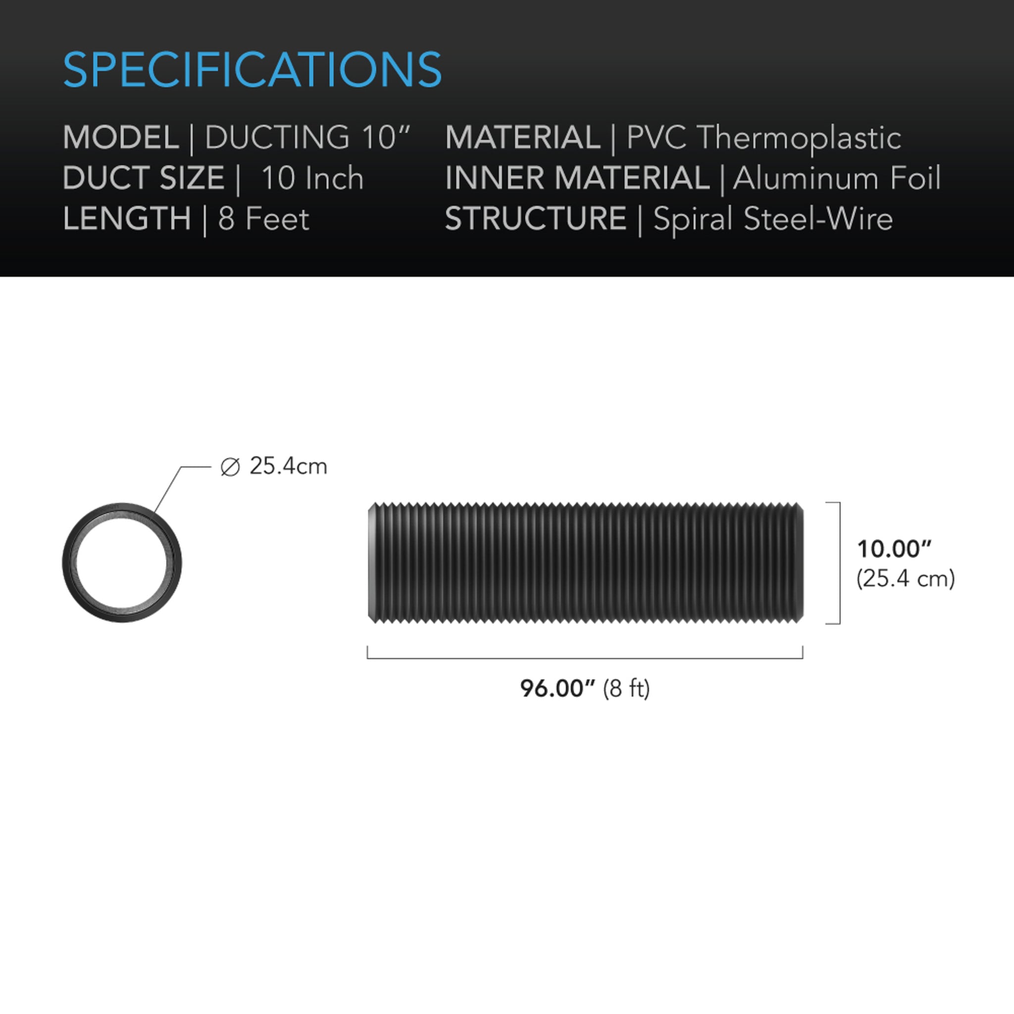Ac Infinity, Flexible Four-Layer Ducting, 10-Inch