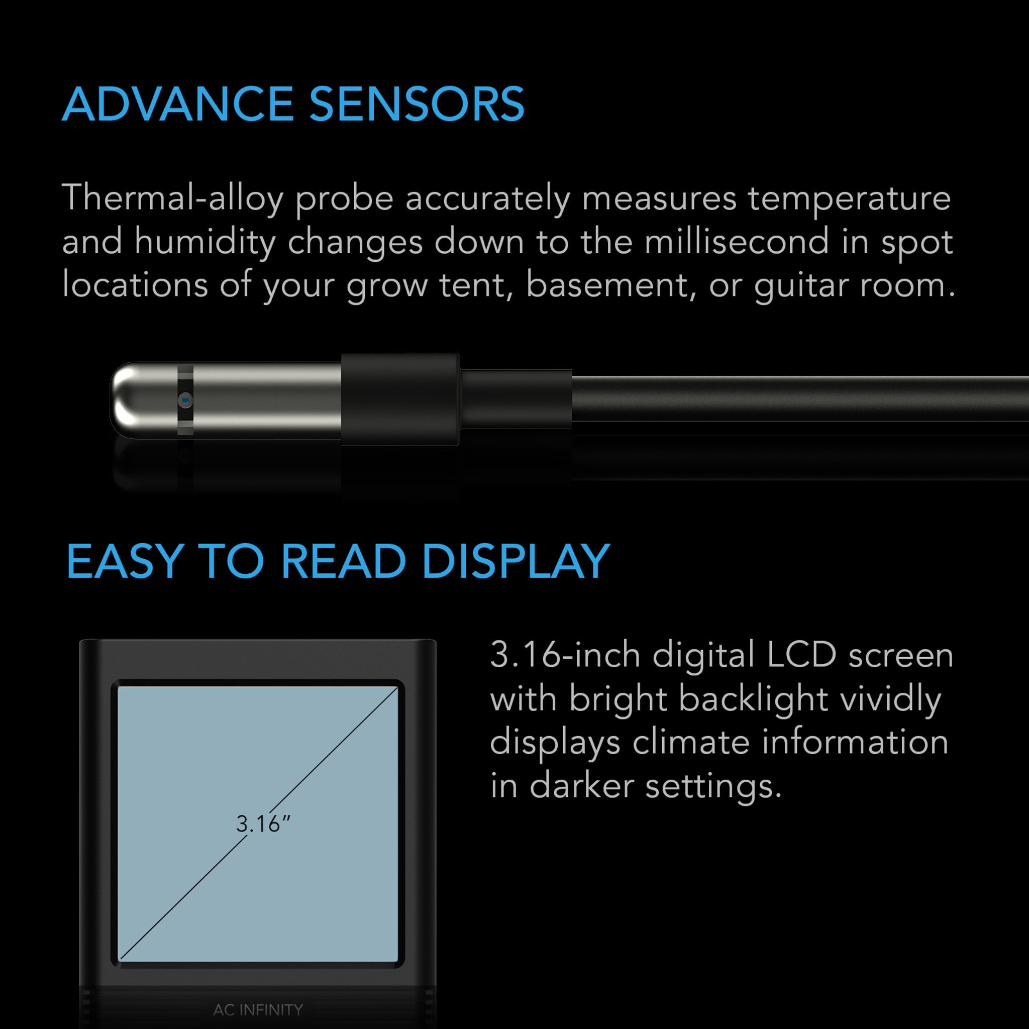 Cloudcom B1, Smart Thermo-Hygrometer With Data App, 12 Ft. Sensor Probe