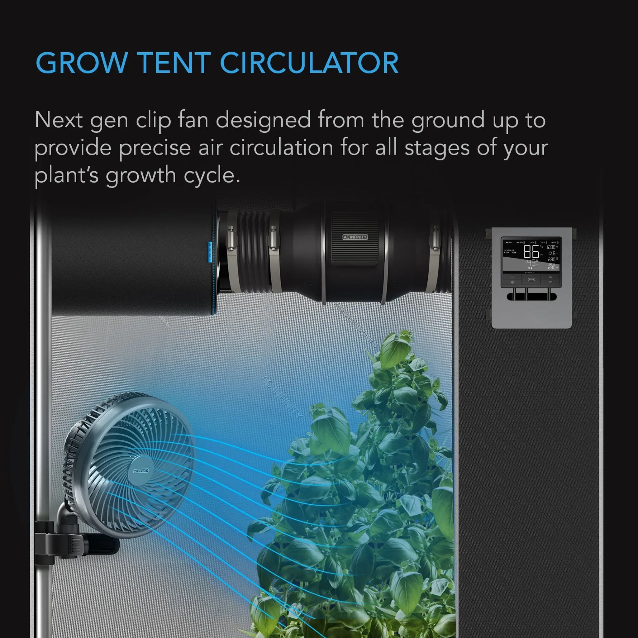 Cloudray A6 Gen 2 Grow Tent Circulator Clip Fan 6” Manual Swivel