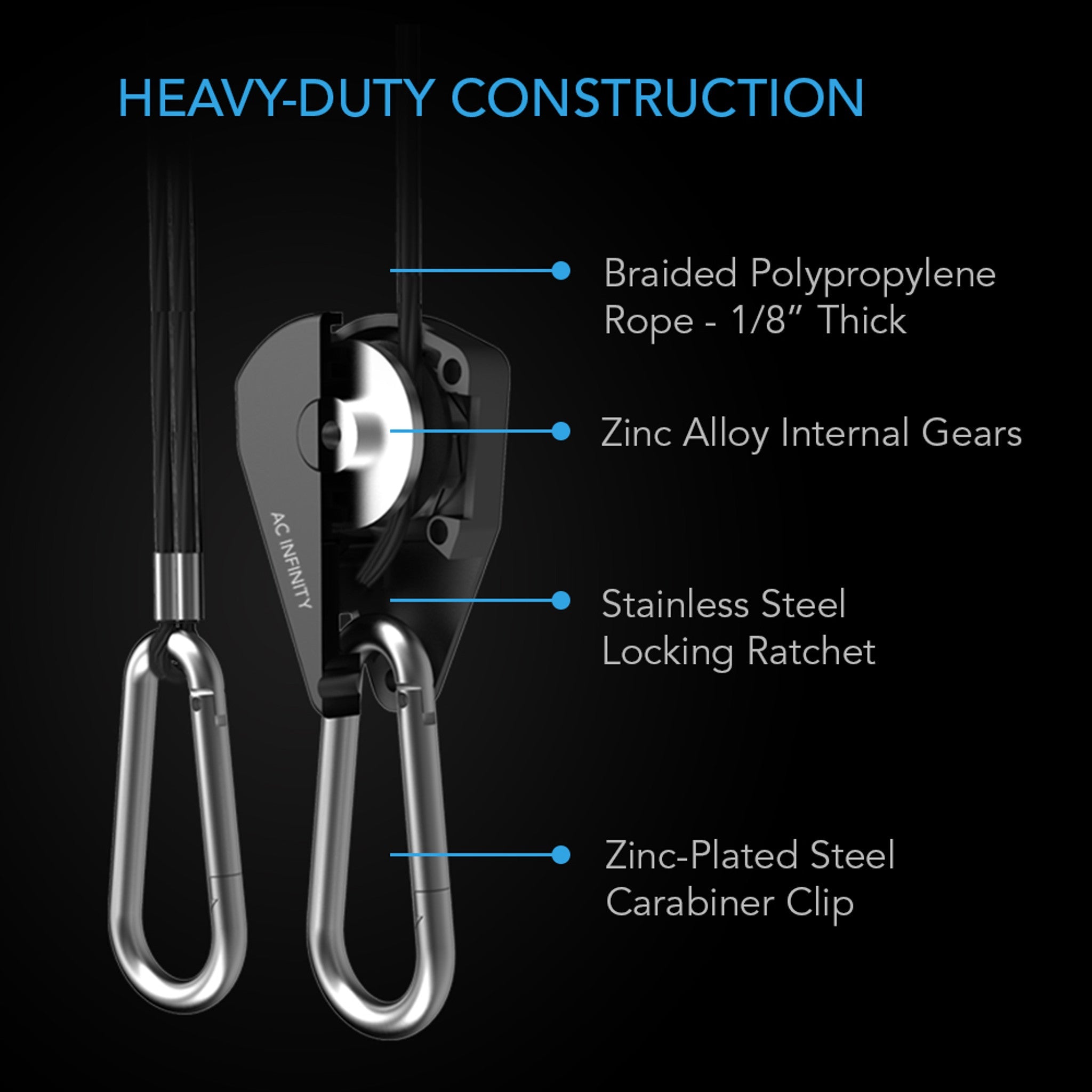 Heavy-Duty Adjustable Rope Clip Hanger, Two Pairs