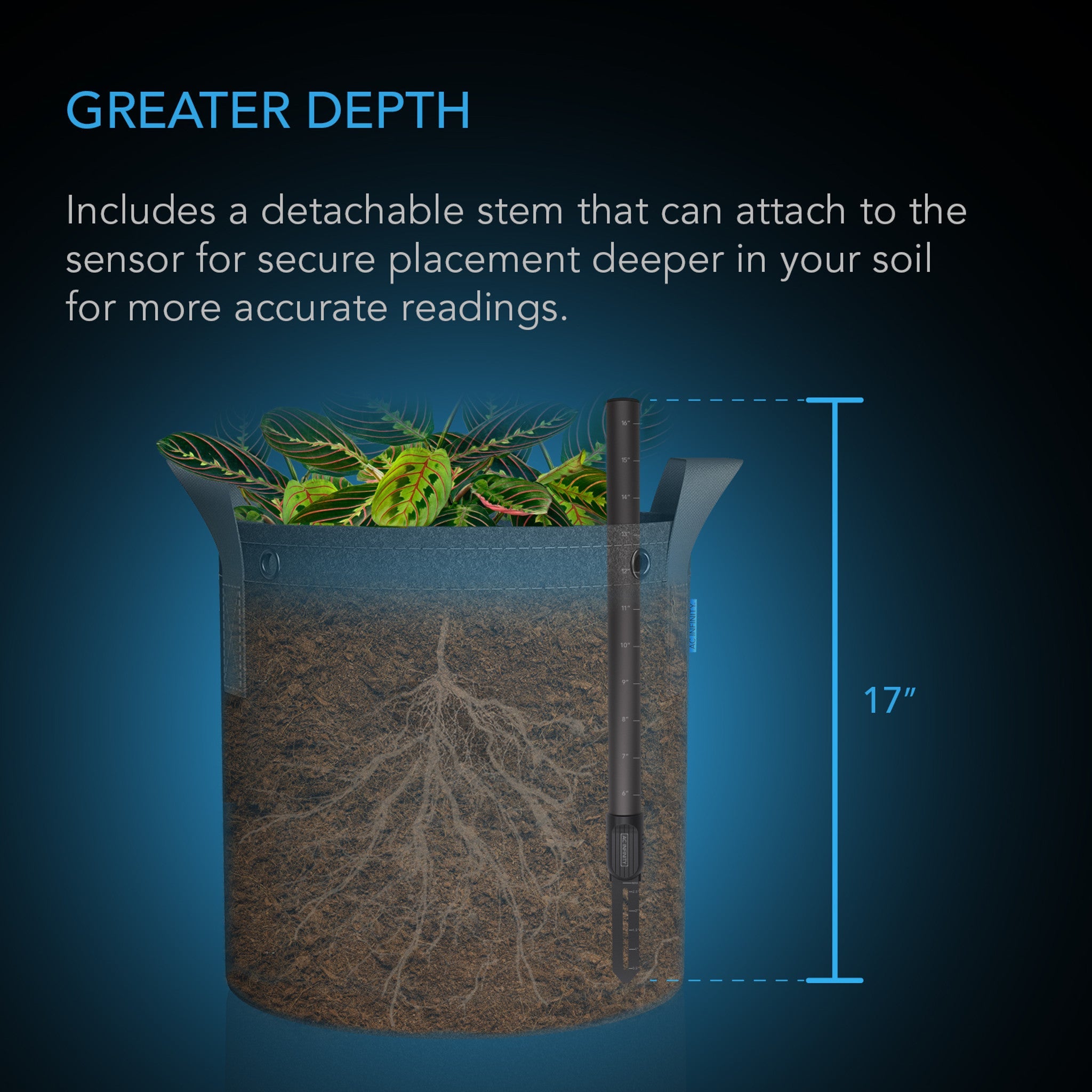 Soil Sensor Probe Exclusively for Controller AI+, Monitors Moisture and Saturation Levels, IP67-Water Resistant
