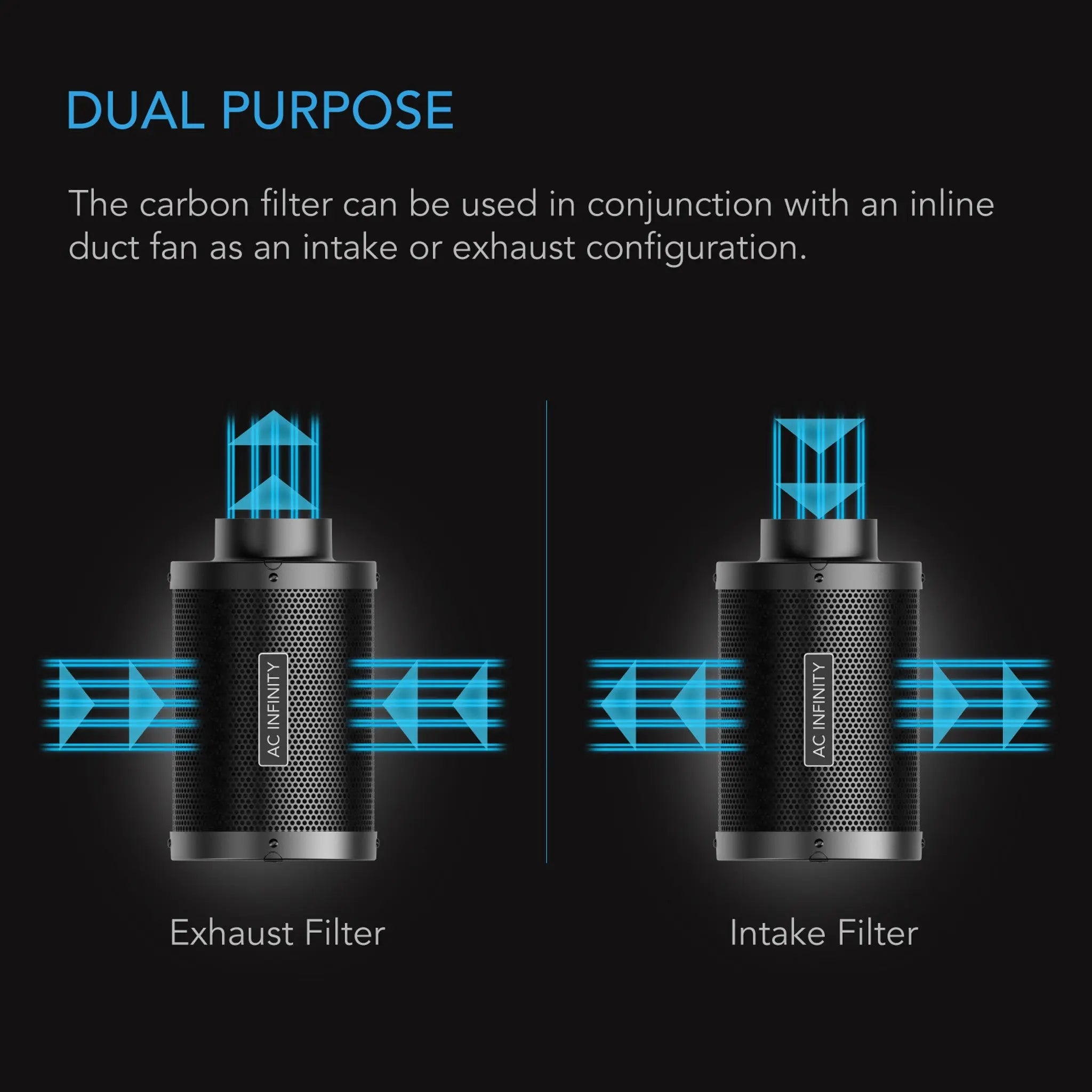 AC Infinity Duct Carbon Filter, Australian Charcoal, 8 Inch