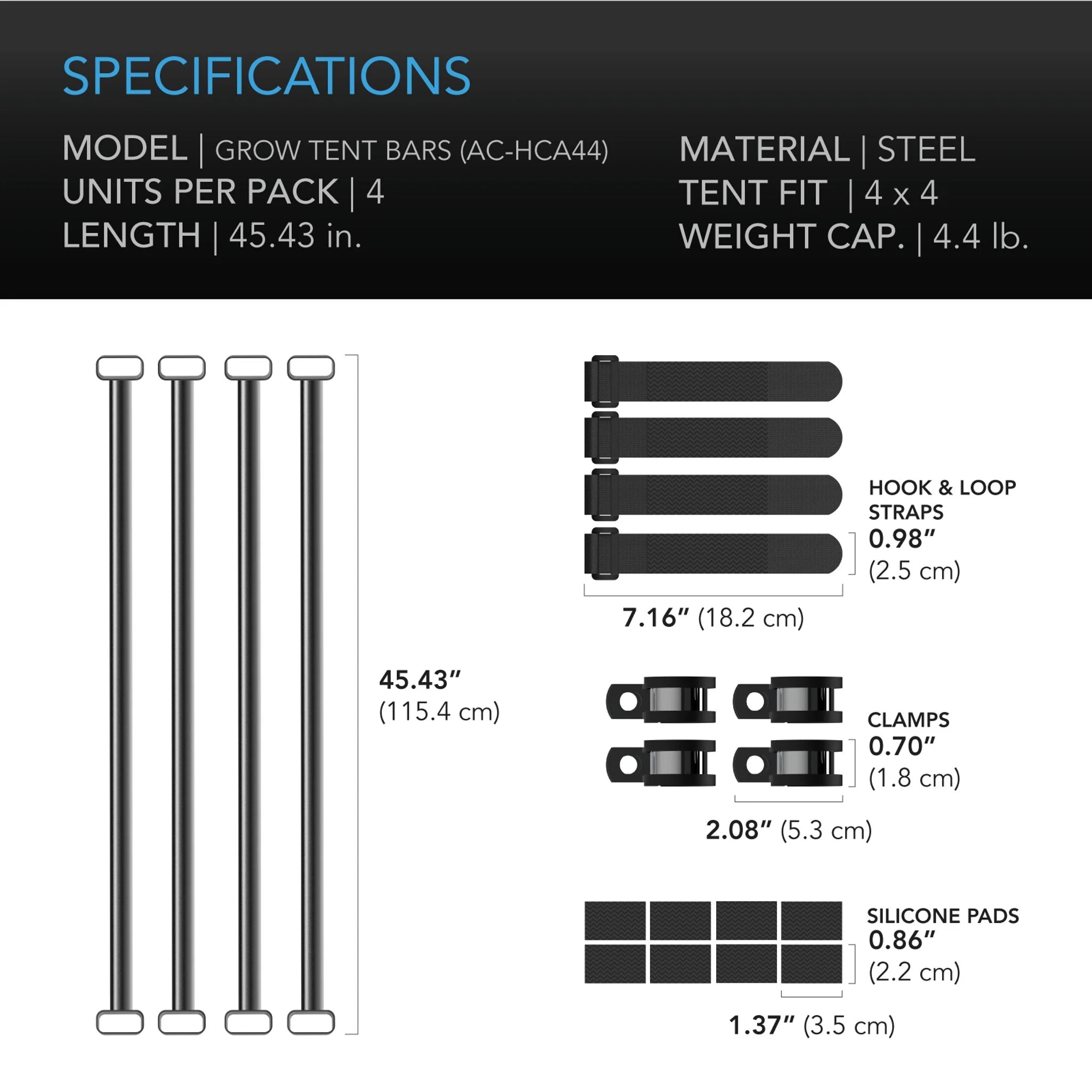 Grow Tent Mounting Bars, For Indoor Grow Spaces, 4X4'
