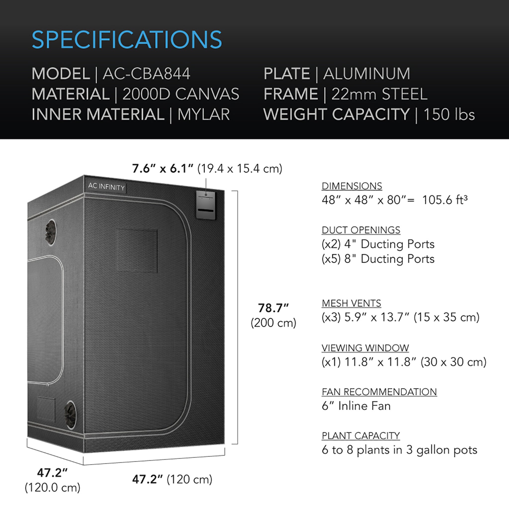Cloudlab 844, Advance Grow Tent 4x4 (version 10)