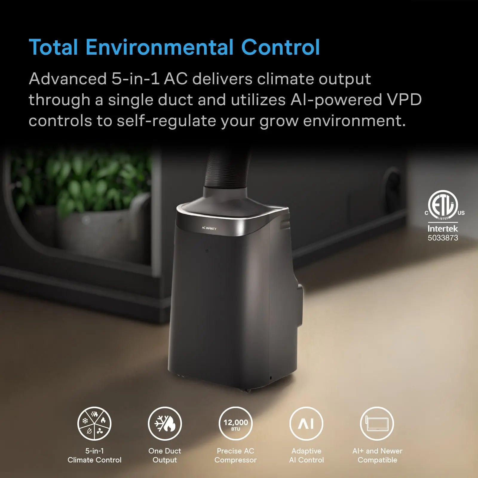 AC Infinity Terraform 9 (UK Version of Terraform 8) - All-in-One Grow Tent Climate Control A/C