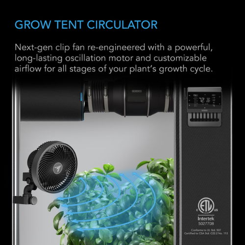 Cloudray A9, Gen 2 Grow Tent Clip Fan 9” With 10 Speeds, Ec-Motor, Manual Swivel