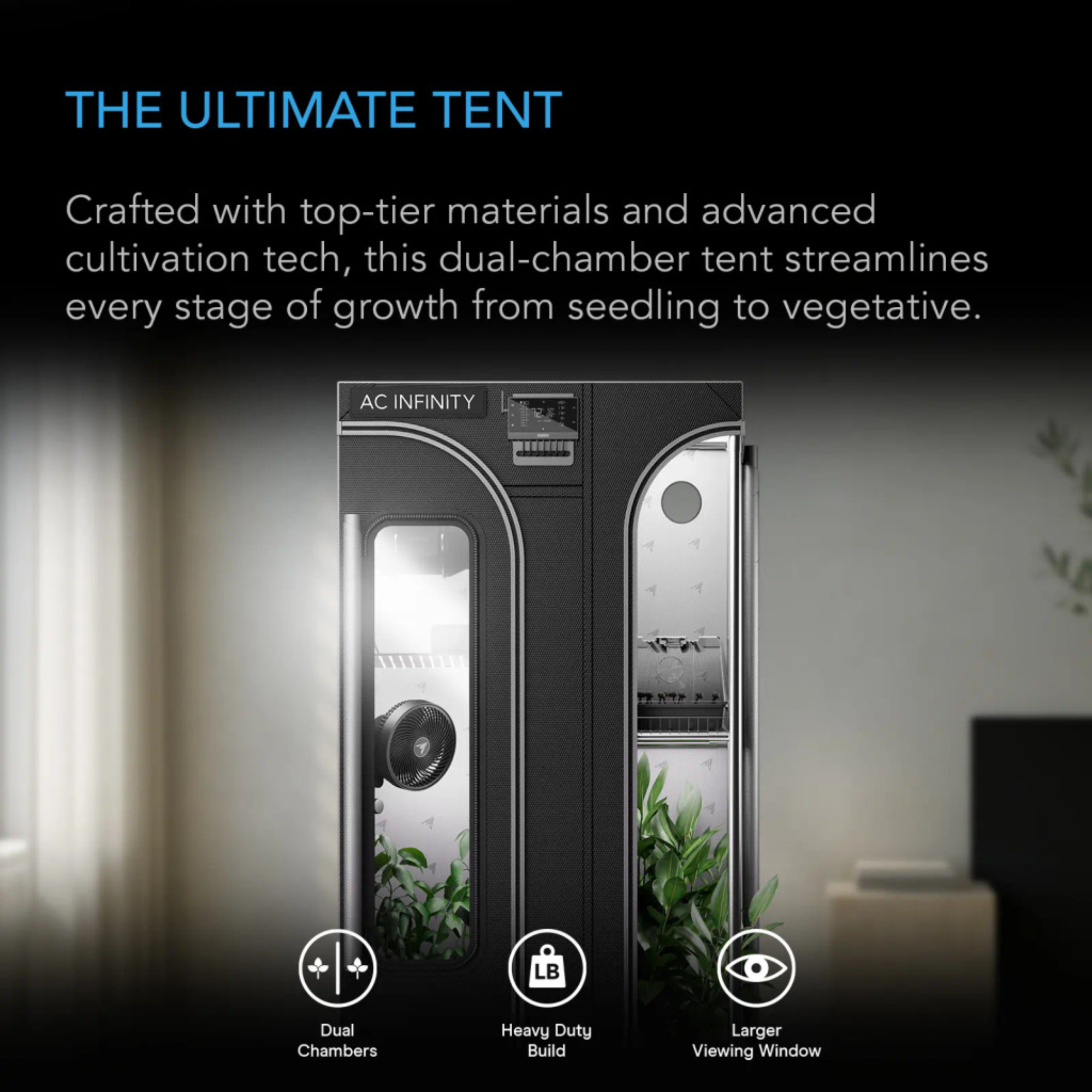 Cloudlab 632D, 2-In-1 Advance Grow Tent 3x2, 90 x 60 x 180 cm