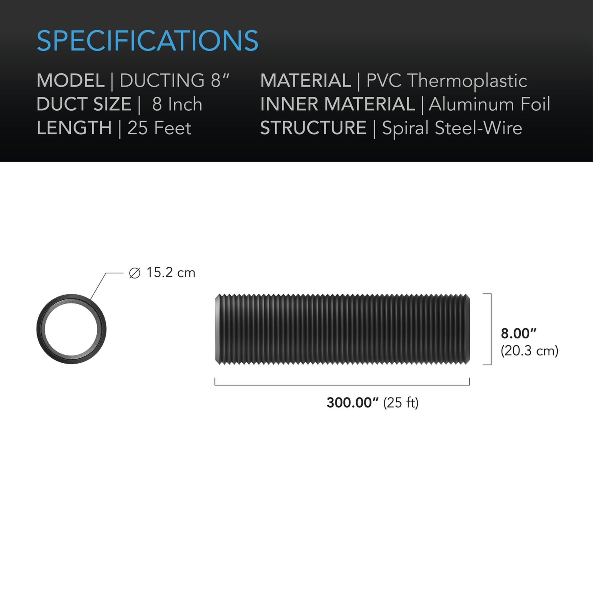 Ac Infinity, Flexible Four-Layer Ducting, 8-Inch