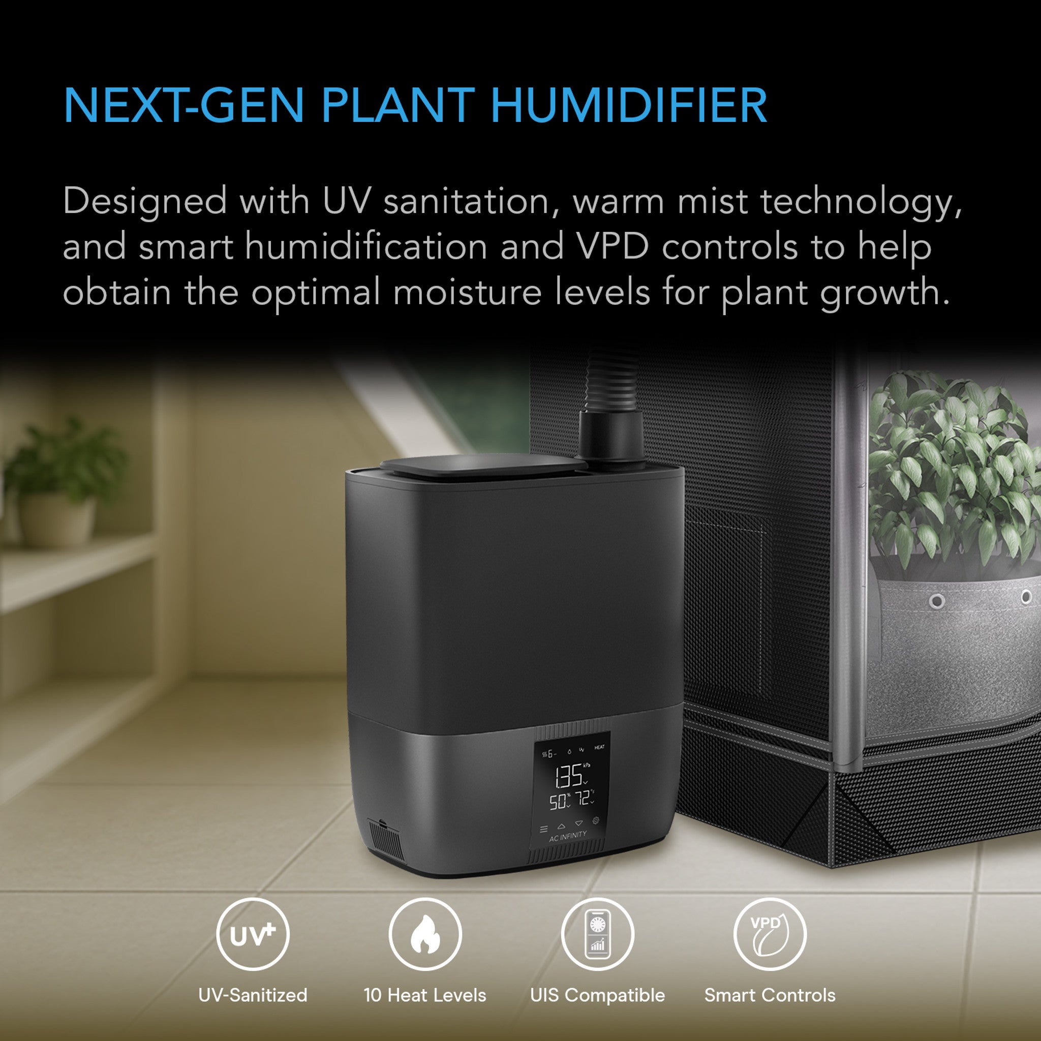 Cloudforge T5, Environmental Plant Humidifier, 9L, Smart Controls, Targeted Cool and Warm Vaporizing