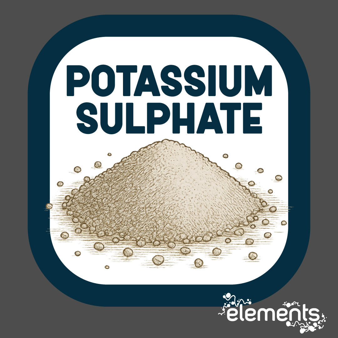 Illustration of Potassium Sulphate, a water-soluble fertilizer essential for plant growth and development.