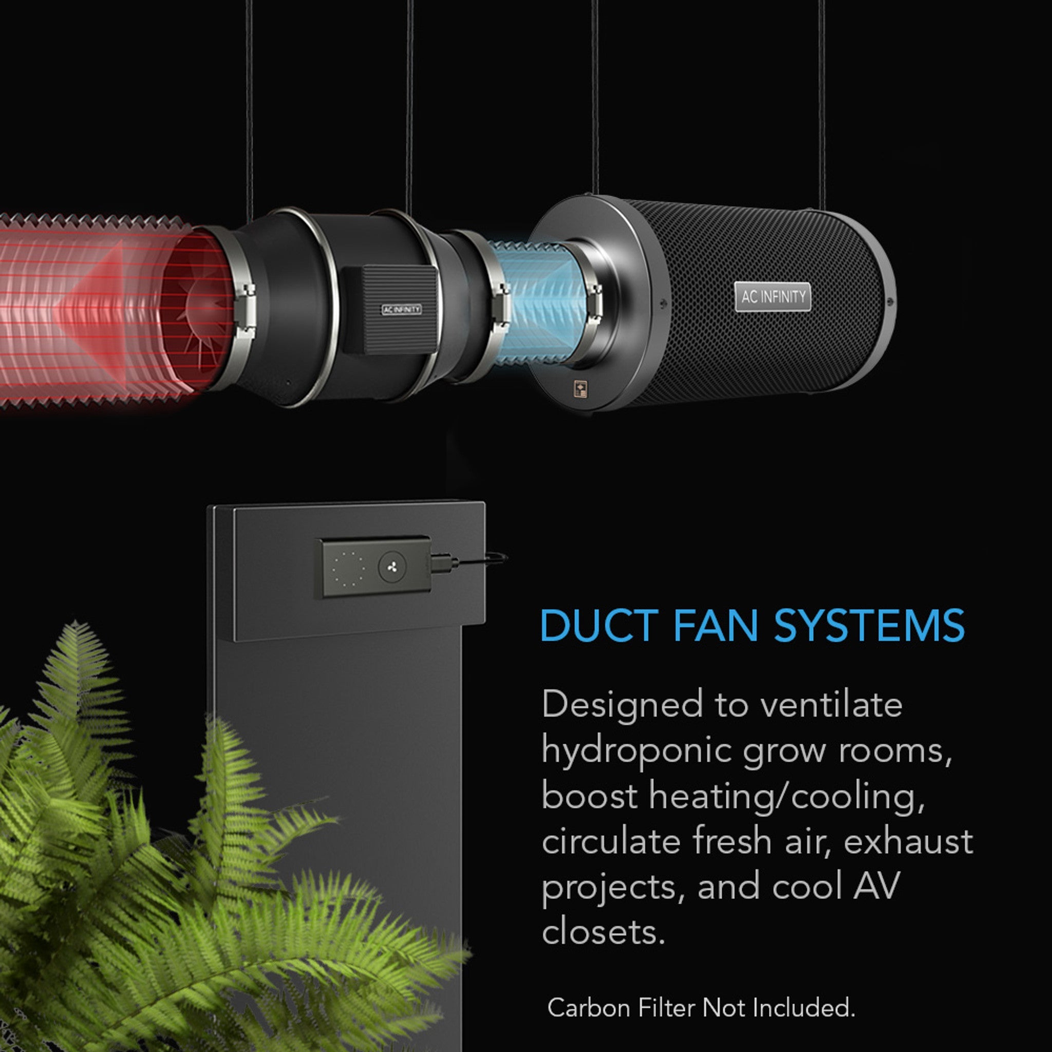 Cloudline Pro S12, Quiet Inline Duct Fan System With Speed Controller, 12-Inch