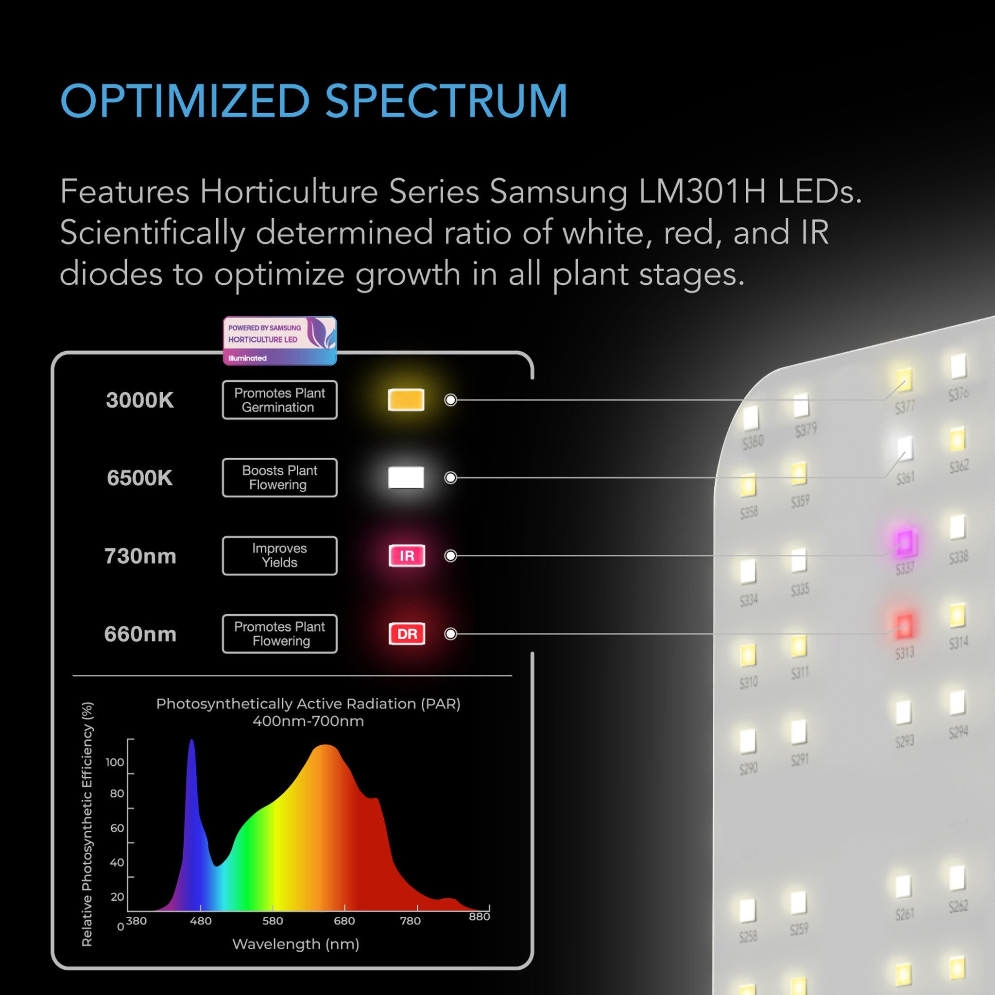 IONBOARD S24, Full Spectrum LED Grow Light 220W, Samsung LM301H, 2x4 Ft. Coverage
