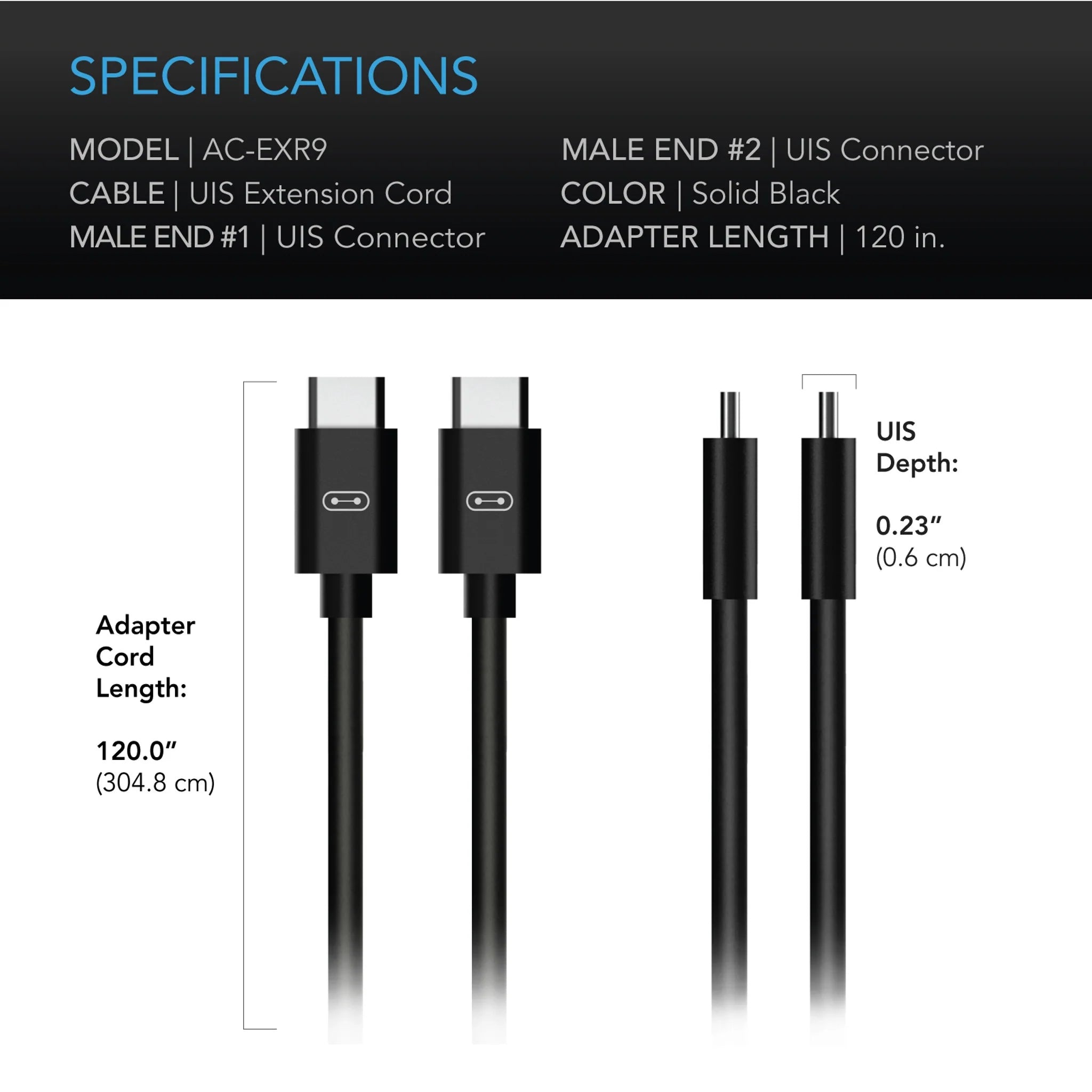 UIS To UIS Extension Cable, Male To Male, 10 Ft. Gen 1