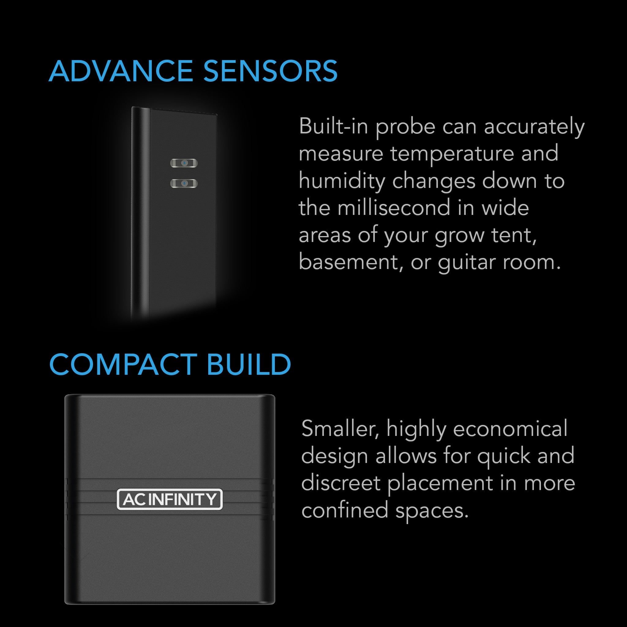 Cloudcom A2, Mini Smart Thermo-Hygrometer With Data App, Integrated Sensor Probe