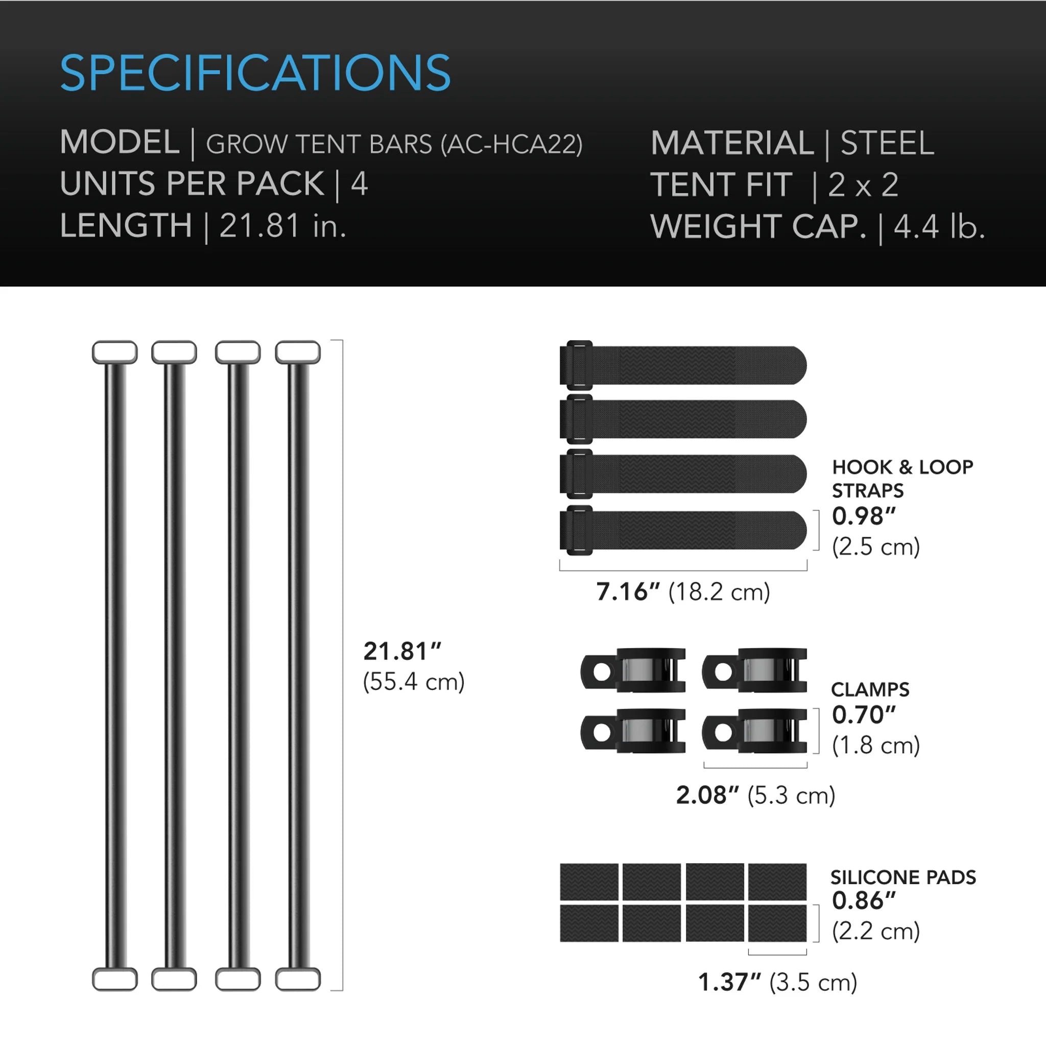 Grow Tent Mounting Bars, For Indoor Grow Spaces, 2X2'