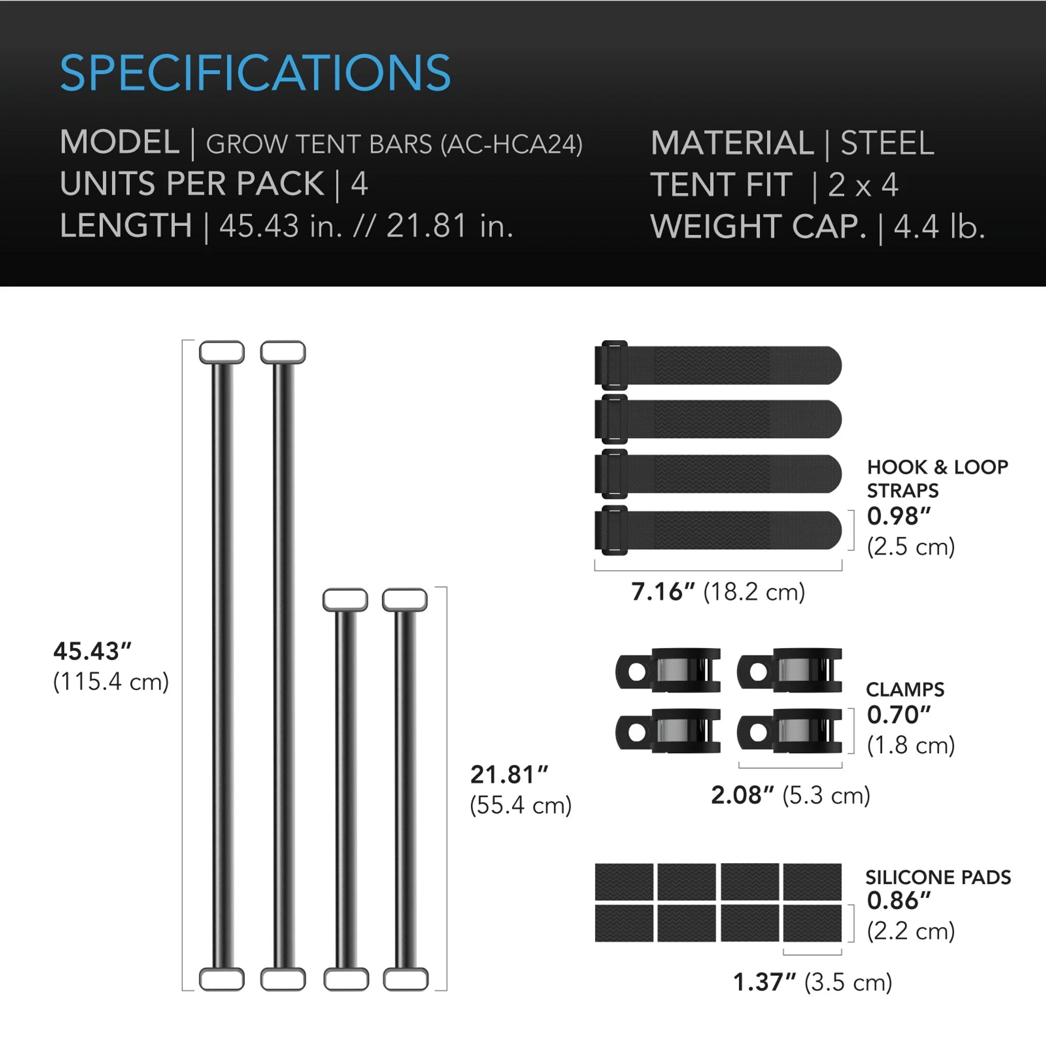 Grow Tent Mounting Bars, For Indoor Grow Spaces, 2X4'