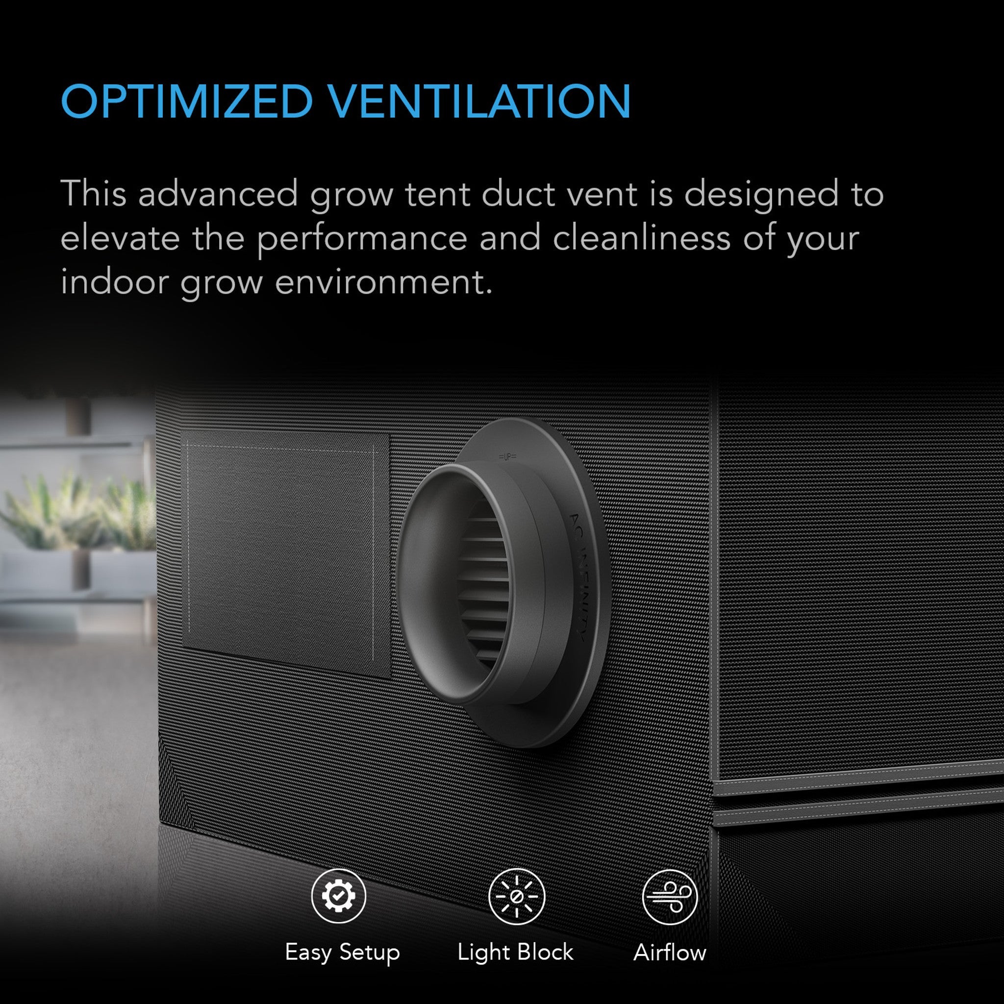 Grow Tent Duct Vent Attachment, 6-Inch 2 Pack, Light-Blocking & Dust-Resistant