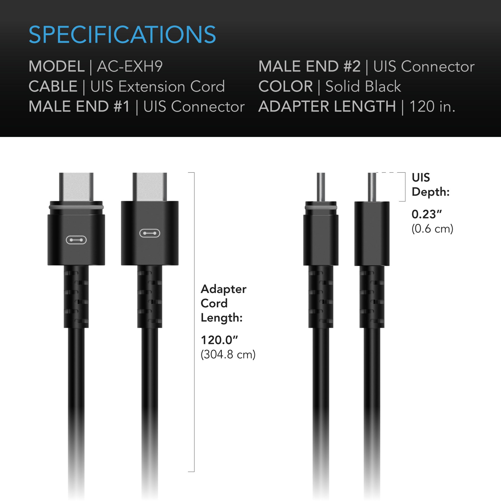 AI and 69 Pro UIS Controller to Device Cable, Male to Male, 10'