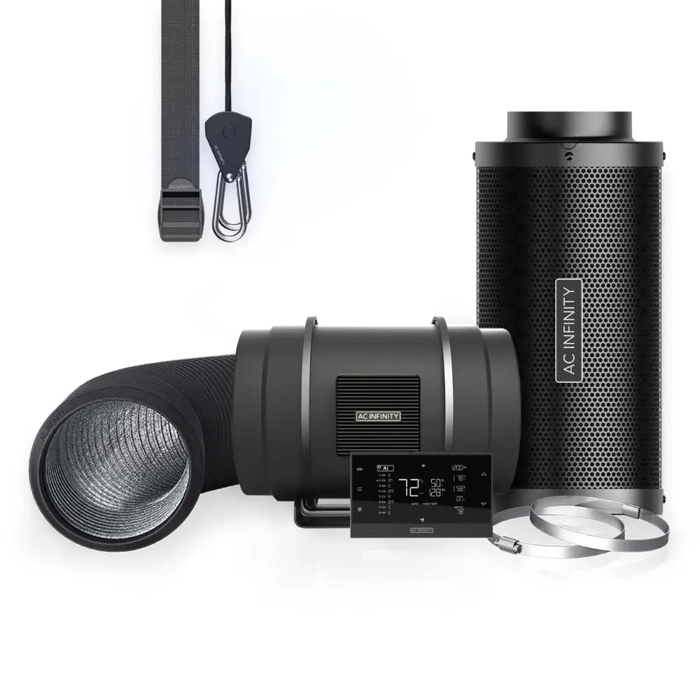 Air Filtration Kit Pro 8", with AI Environment Controller, Upgraded Inline Fan, Carbon Filter