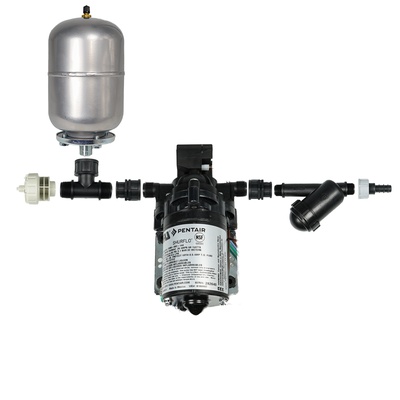 Shuflo pump with choice of pressure vessel, 2L and 8L sizes available. The best way to irrigate the Blumat Blusoak hose.